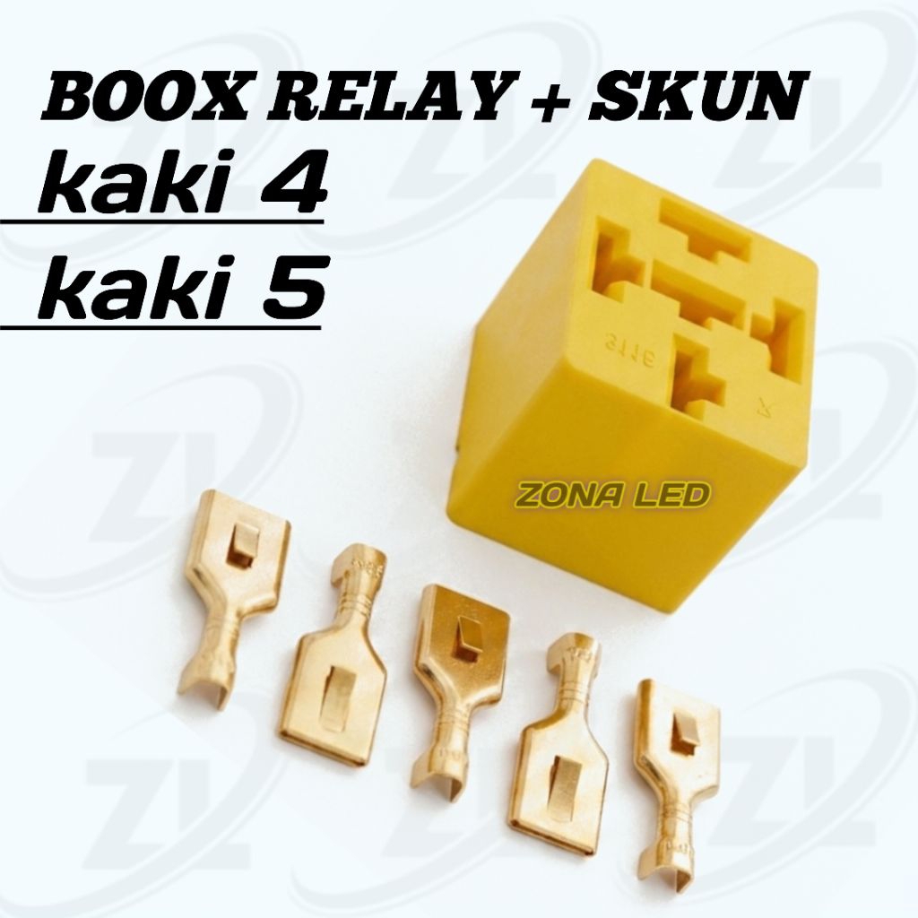 BOX RELAY + SEKUN KAKI 4 / KAKI 5  lampu/ klakson motor dan mobil