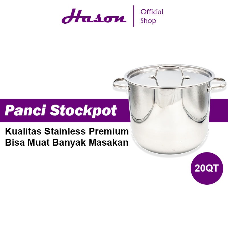 Maxim Panci Besar Stainless + Tutup 19 Liter 20QT | Panci Masak Air Stenlis Induksi | Stock Pot Rebu