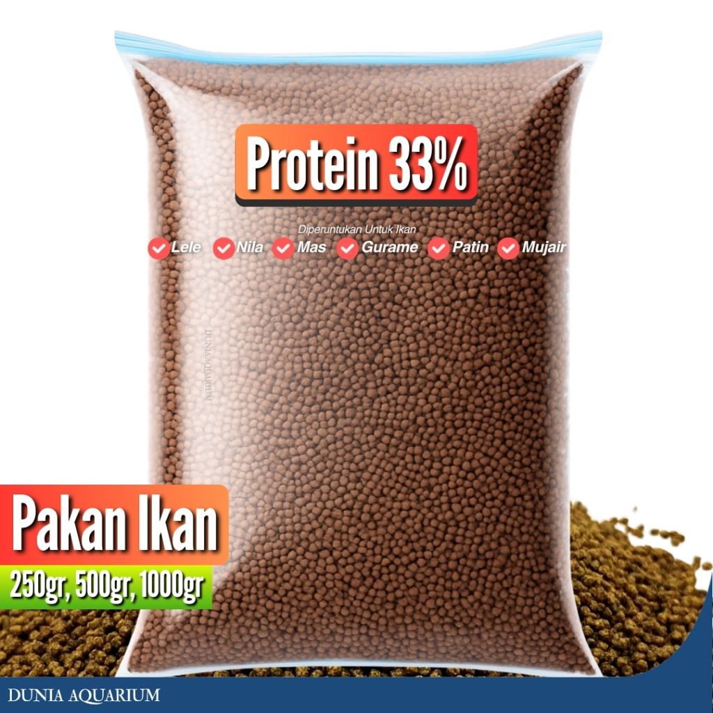 [PAKAN IKAN PROTEIN 33%] Pelet Ikan Lele Nila Mas Patin Gurame Optimal dan Cepat Besar