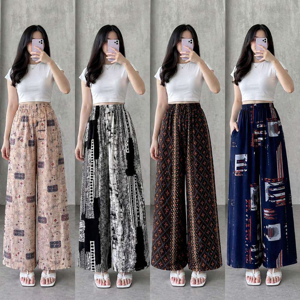 Celana Kulot Panjang Motif Hommy Wanita PolyCotton Kulot Jumbo Free Pouch / Kulot Panjang PIYAMA