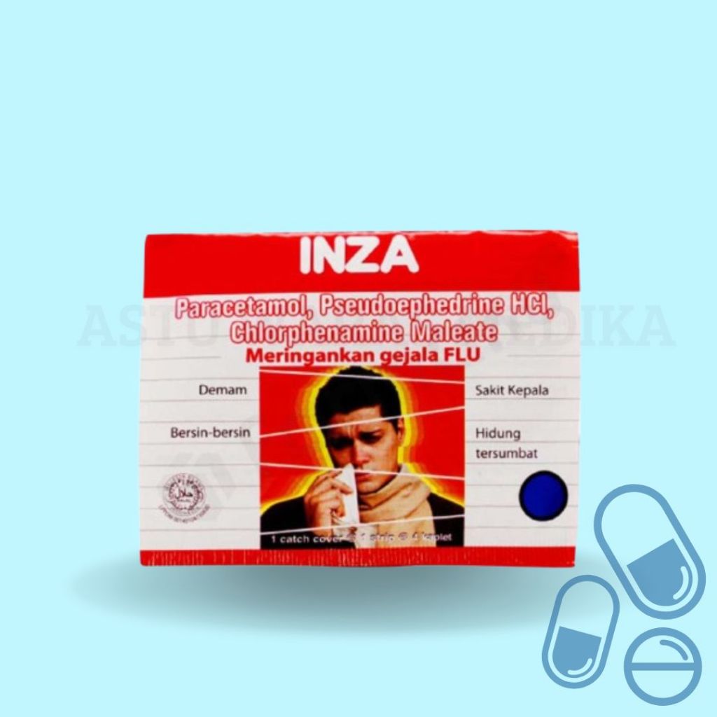 INZA Paracetamol, Pseudoephedrine HCl, Chlorphenamine Maleate Tablet Merah Meringankan Gejala Flu