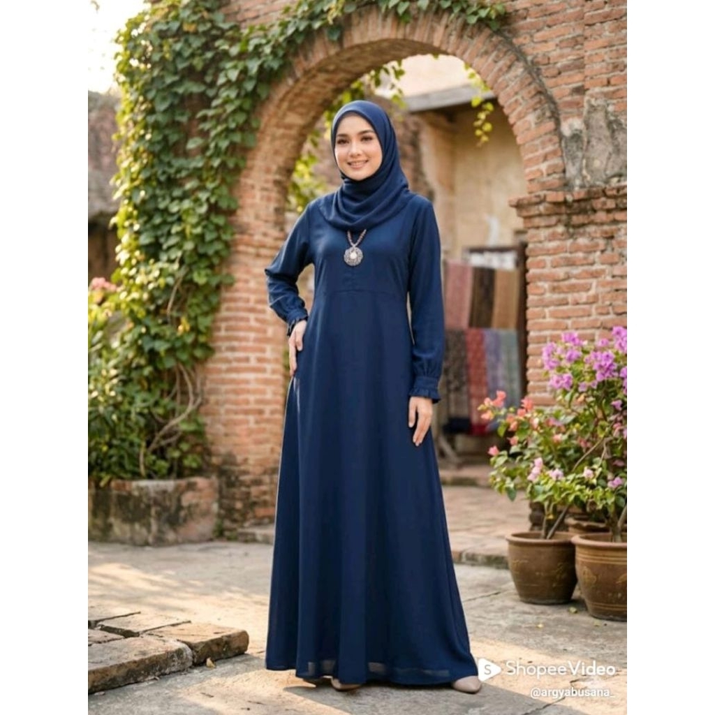 Gamis polos dewasa bahan wolfis premium silk