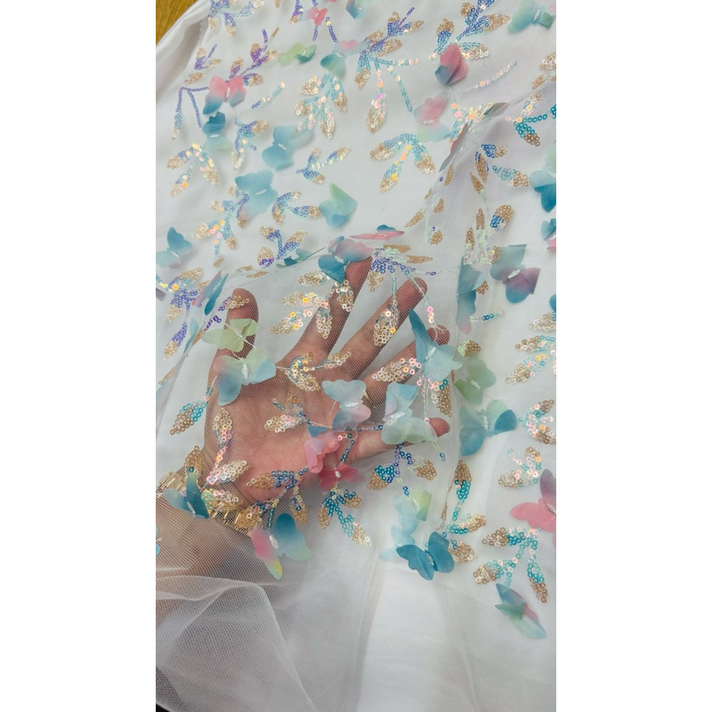 BAHAN/KAIN TILLE KUPU-KUPU SPANGLE/MOTIF BARU/BAHAN TILLE PREMIUM