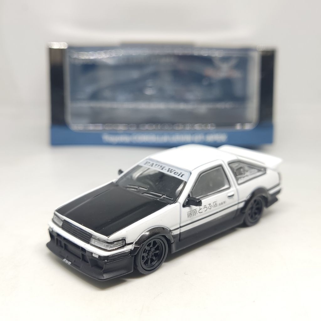 DCT Model 1:64 RWB AE86 Toyota Corolla Levin GT-Apex Initial D Black-White - MINI SCALE