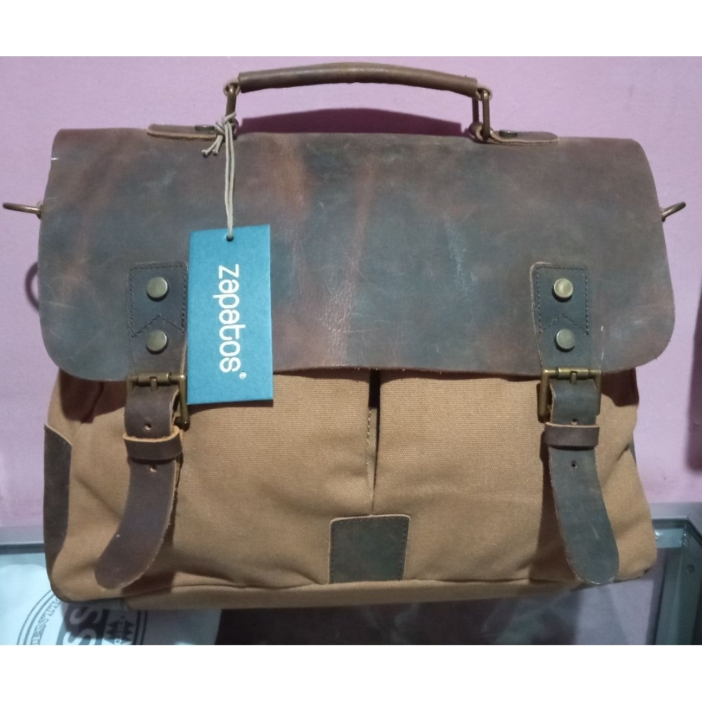 TAS SELEMPANG ZAPATOS, CANVAS MIX KULIT