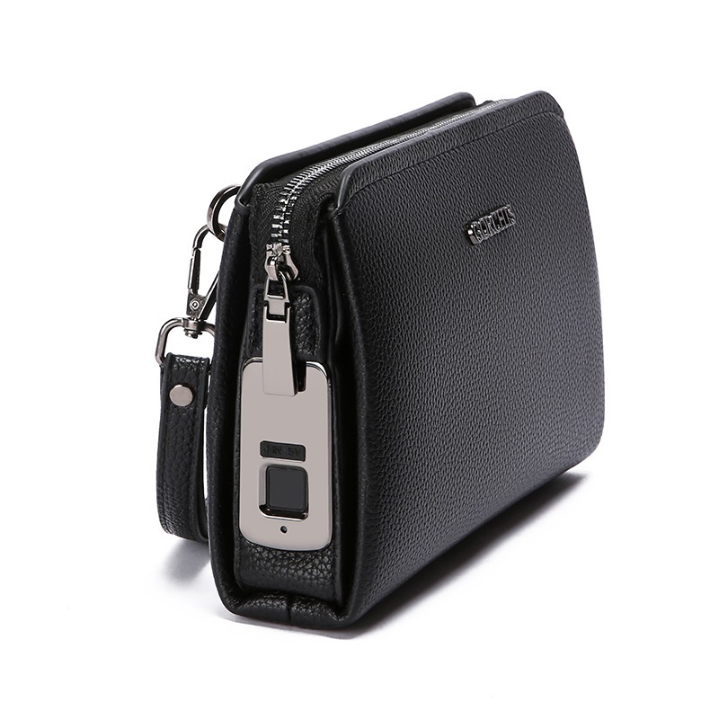 Tas Tangan Clutch Eksklusif Sidik Jari Anti Maling Fingerprint Kulit PU Mewah Pria Wanita Tahan Lama