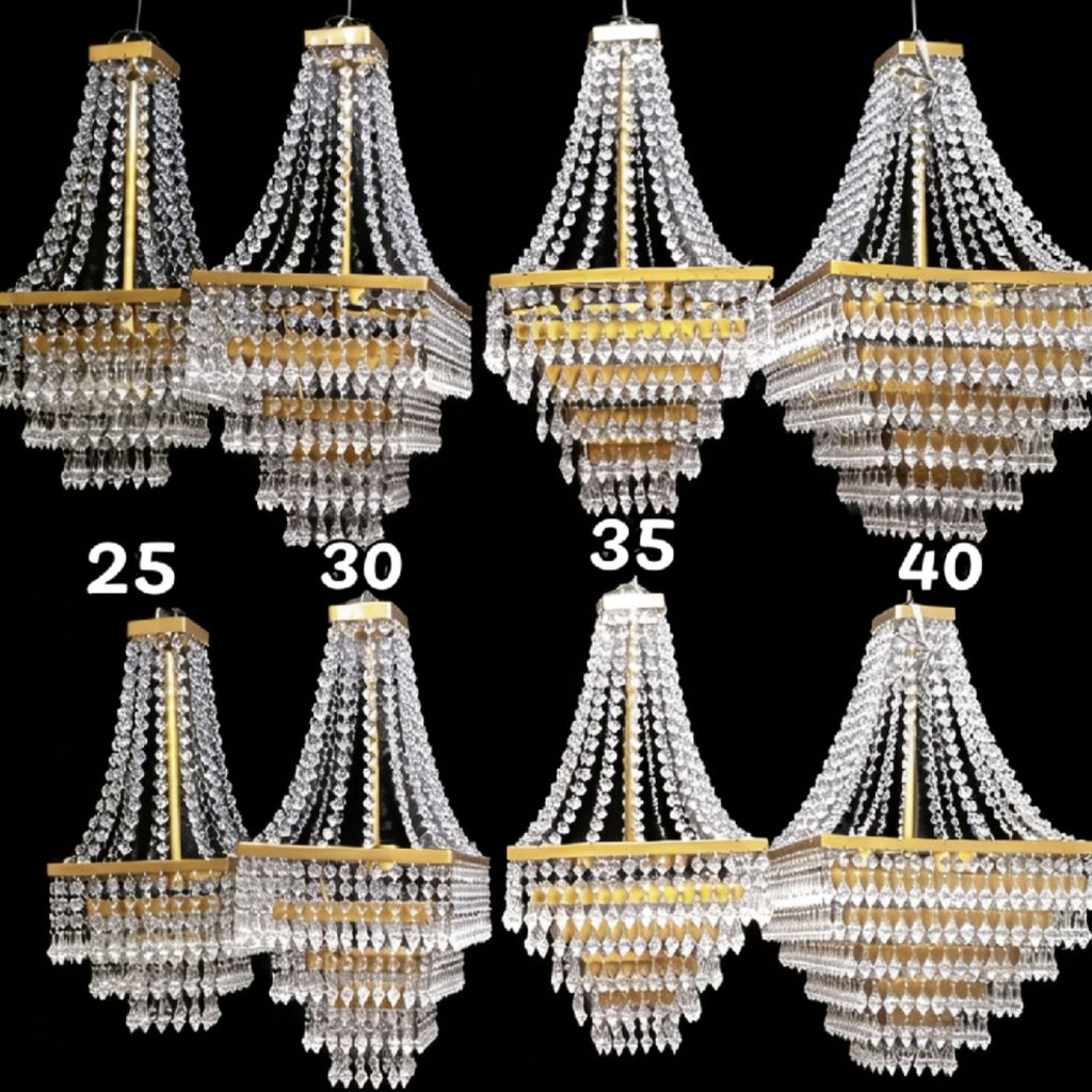 Lampu kristal gantung model kotak piramid lampu dekorasi akrilik