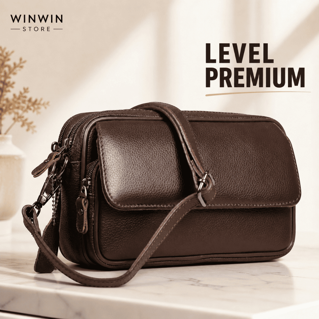 Tas Kulit Asli Wanita Elegan Clutch Selempang Premium Pouch Branded Cewek Dewasa Stylish