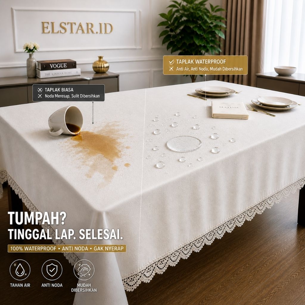 Taplak Meja Waterproof 4-12 kursi / Taplak Meja Makan / Taplak meja anti air / Taplak Meja PolosTapl