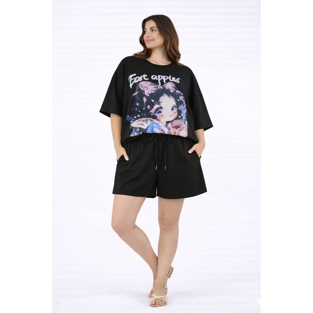 SETELAN/ONE SET JUMBO KAOS PREMIUM WARNA HITAM DAN PUTIH