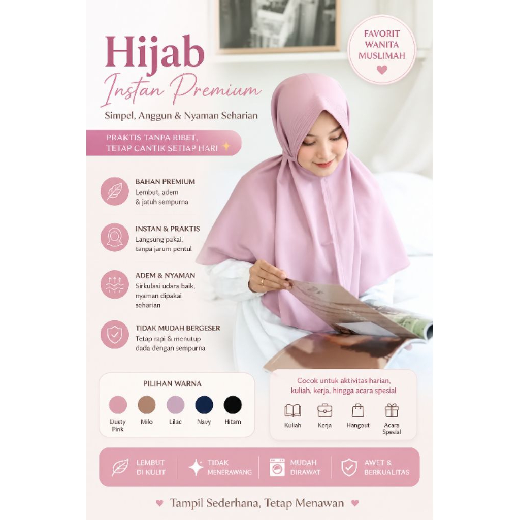 Hijab Bergo Pet Tali Jumbo dan Standar/ jilbab pet tali bergo instan/bergo mariyam pet tali antem