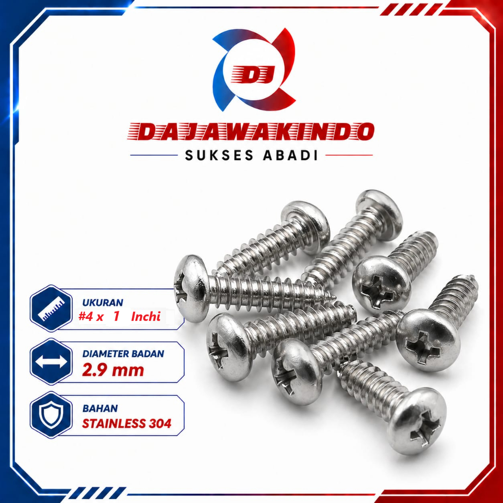 Sekrup Tapping Stainless 4 x 1 / Tapping PH Stainless 304