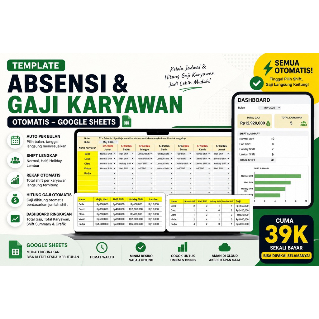 Template Absensi & Payroll Otomatis