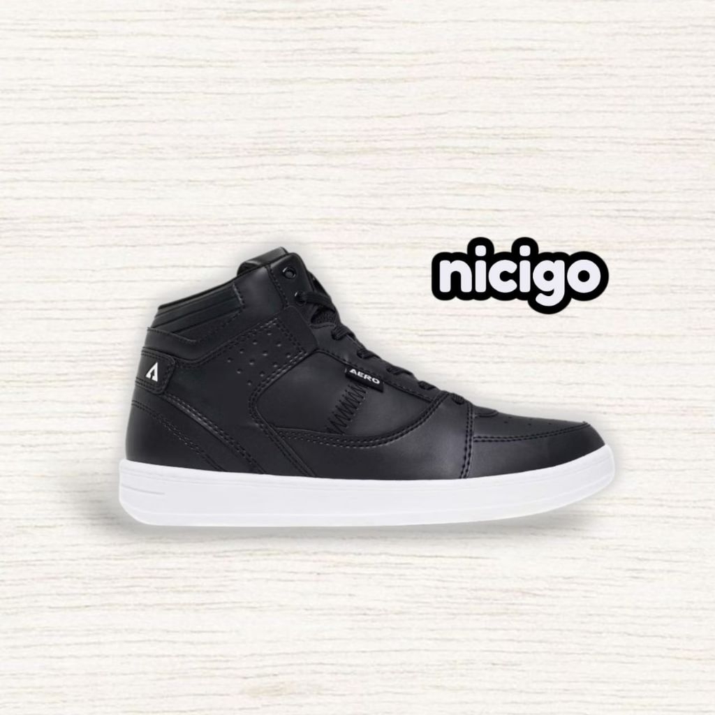 Sepatu Sneakers Casual Pria Wanita Aerostreet Hoops High Hitam Putih / Hoops High Hitam Hitam / Hoop