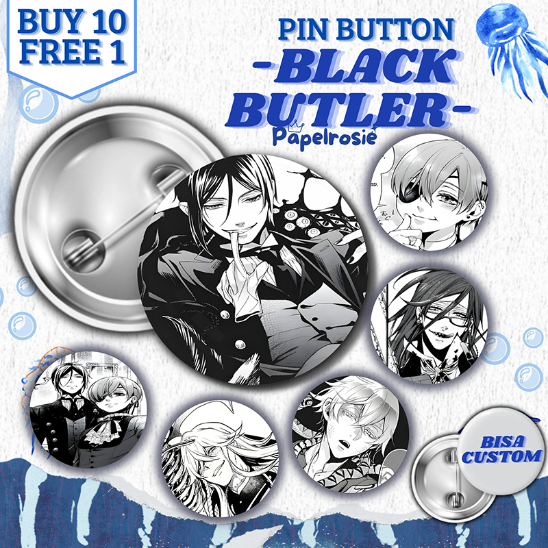 PIN BUTTON BLACK BUTLER MANGA | PIN PENITI BULAT AESTHETIC BLACK BUTLER MANGA VERSI 44 MM