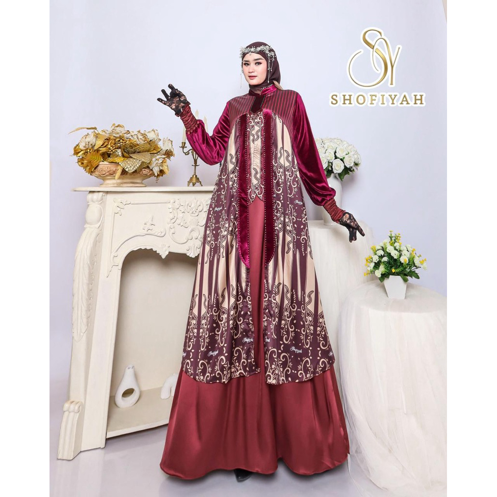 Gamis syari brand shofiyyah syari set mewah gamis syari premium