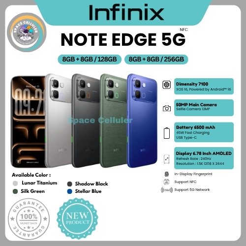 HP INFINIX NOTE EDGE 5G NFC 8/256GB & NOTE EDGE 5G NFC 8/128GB (Garansi Resmi Infinix 1 Tahun)