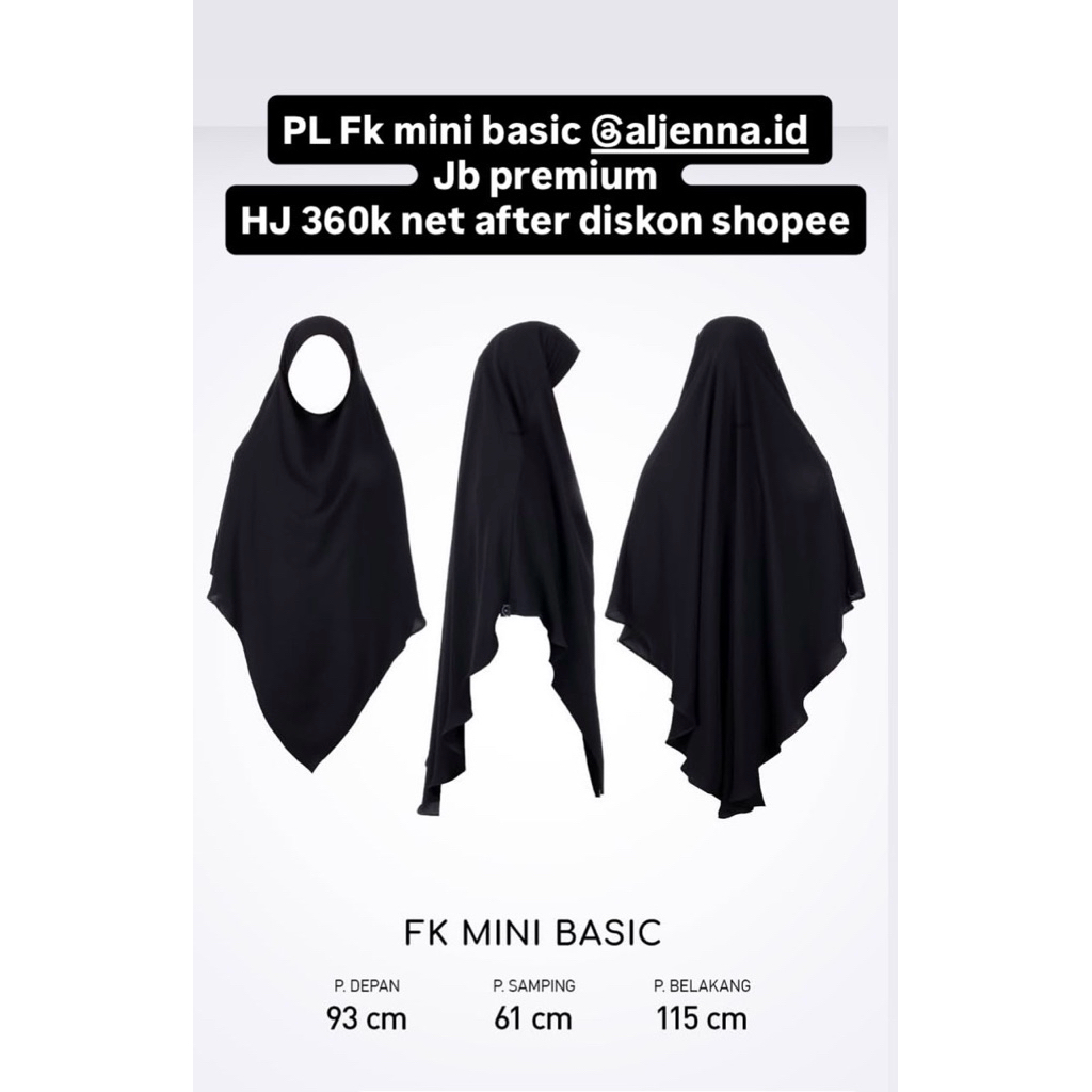 Preloved fk mini basic jetblack premium aljenna bukan fuse khimar