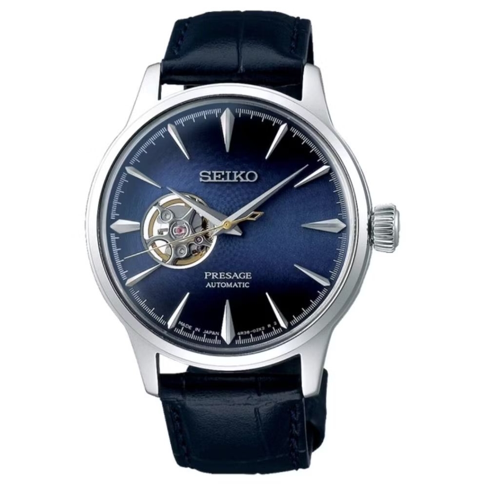 Jam Tangan Pria Seiko Presage SSA405J1 Automatic Open Heart Blue Dial Blue Leather Strap Made in Jap