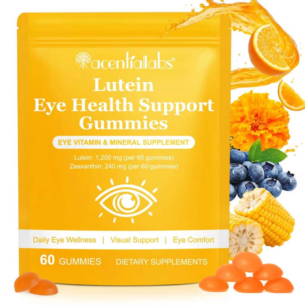 Acentia Labs Lutein Eye Health Support Gummies 40mg Lutein & 8mg Zeaxanthin Rasa Blueberry untuk Pro