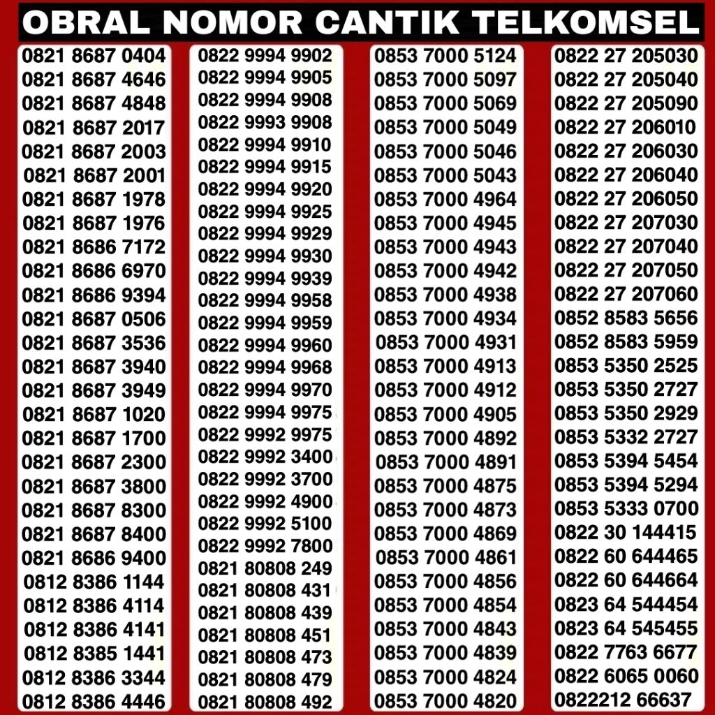 Nomor Cantik Telkomsel Kartu Perdana Nomer Hp Murah No Cantik SIMPATI MURAH