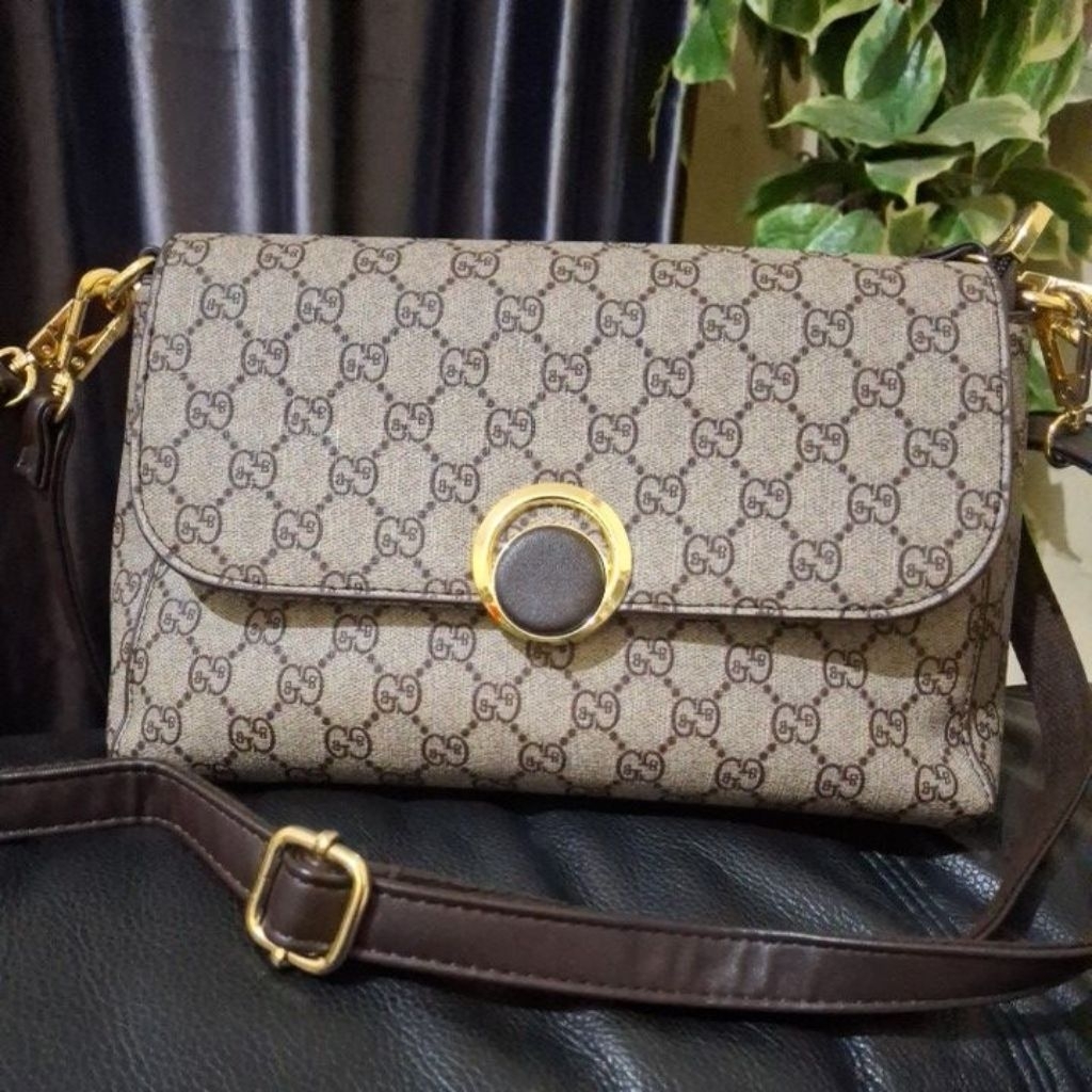 Tas Selempang & Shoulder Yadier Kulit Sintetis, Coklat
