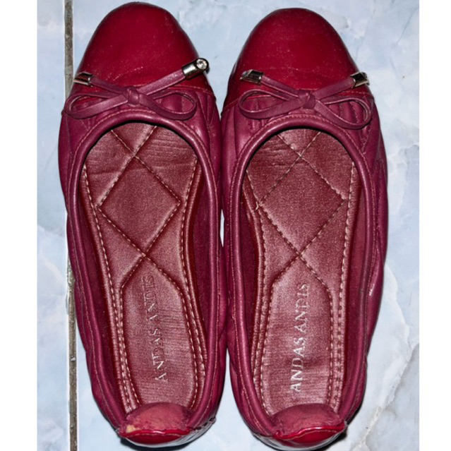 [PRELOVED] Sepatu Ballerina Andas Andis Viory Maroon Bekas Pakai