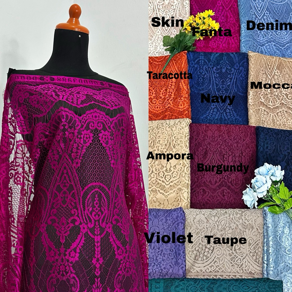 Bakal Kain Kebaya Brokat Semifrancis metalik New Update Brukat Semiprancis glossy