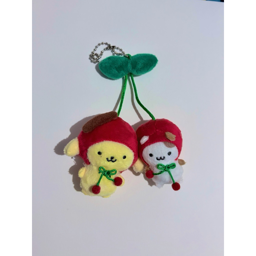 Sanrio Pompompurin Cherry Plush Keychain Keyring