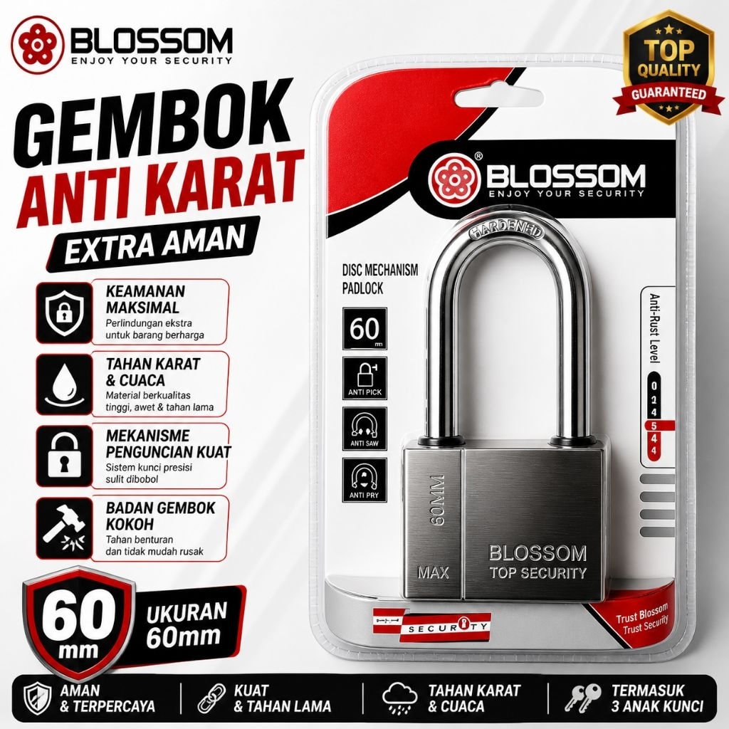 Blossom Gembok kotak besi baja LS21  leher panjang