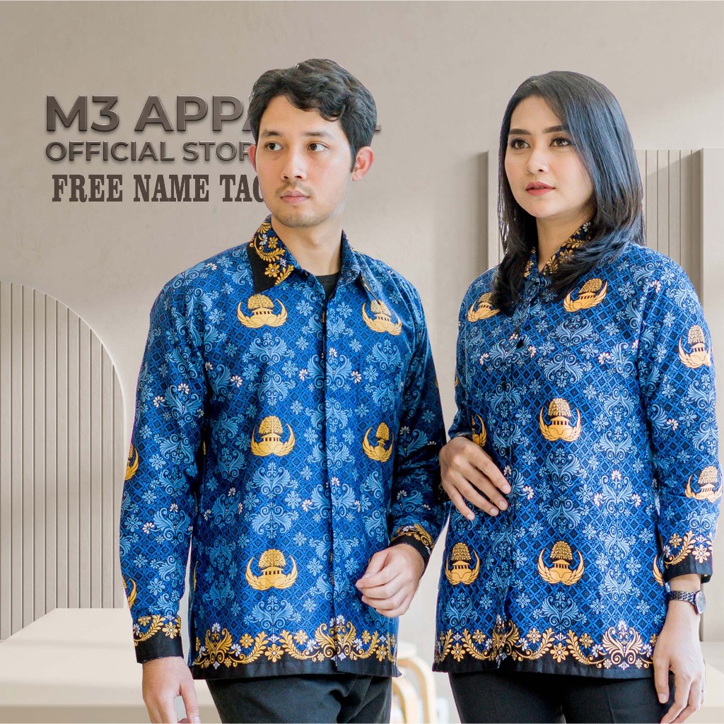 batik korpri kerah hitam terbaru full furing bahan semi sutra halus,nyaman di pake