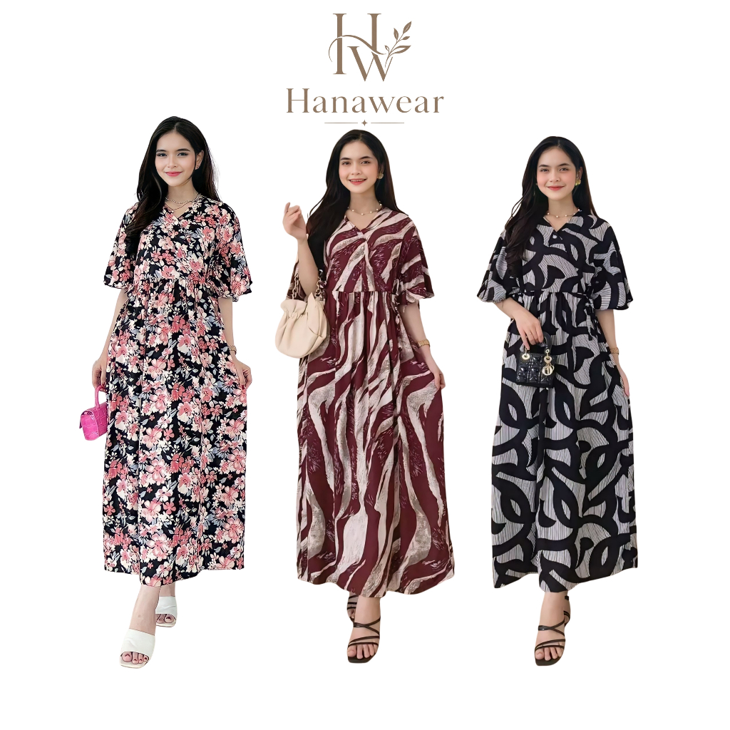 Hanawear - Daster Busui Kimono Panjang Wanita Remaja Jumbo Rayon Premium Terbaru kekinian