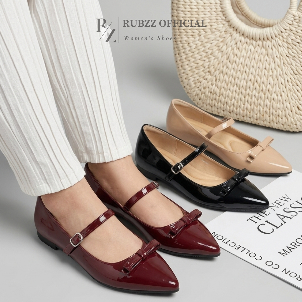 RUBZZ Sepatu Korea Mary Jane Mewah Flat Shoes Lucia