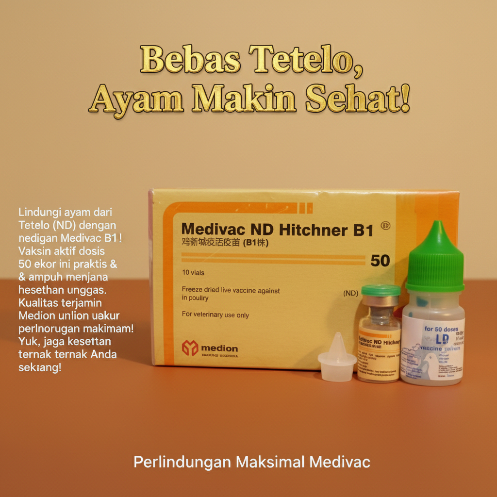 MEDIVAC ND HITCHNER B1 DOSIS 50 EKOR + PELARUT MEDIVAC MEDION
