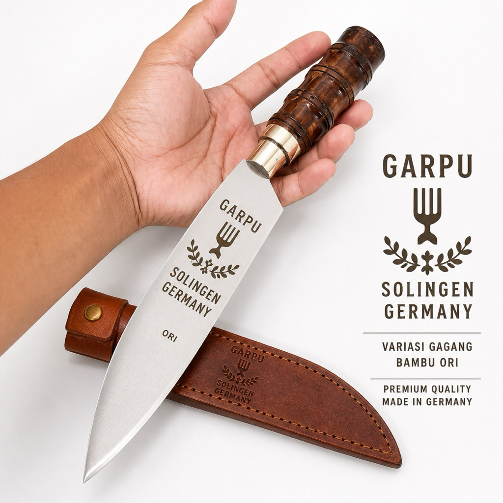 Pisau Cap Garpu 18 cm  Herder Solingen (Modivikasi Gagang Bambu ori)