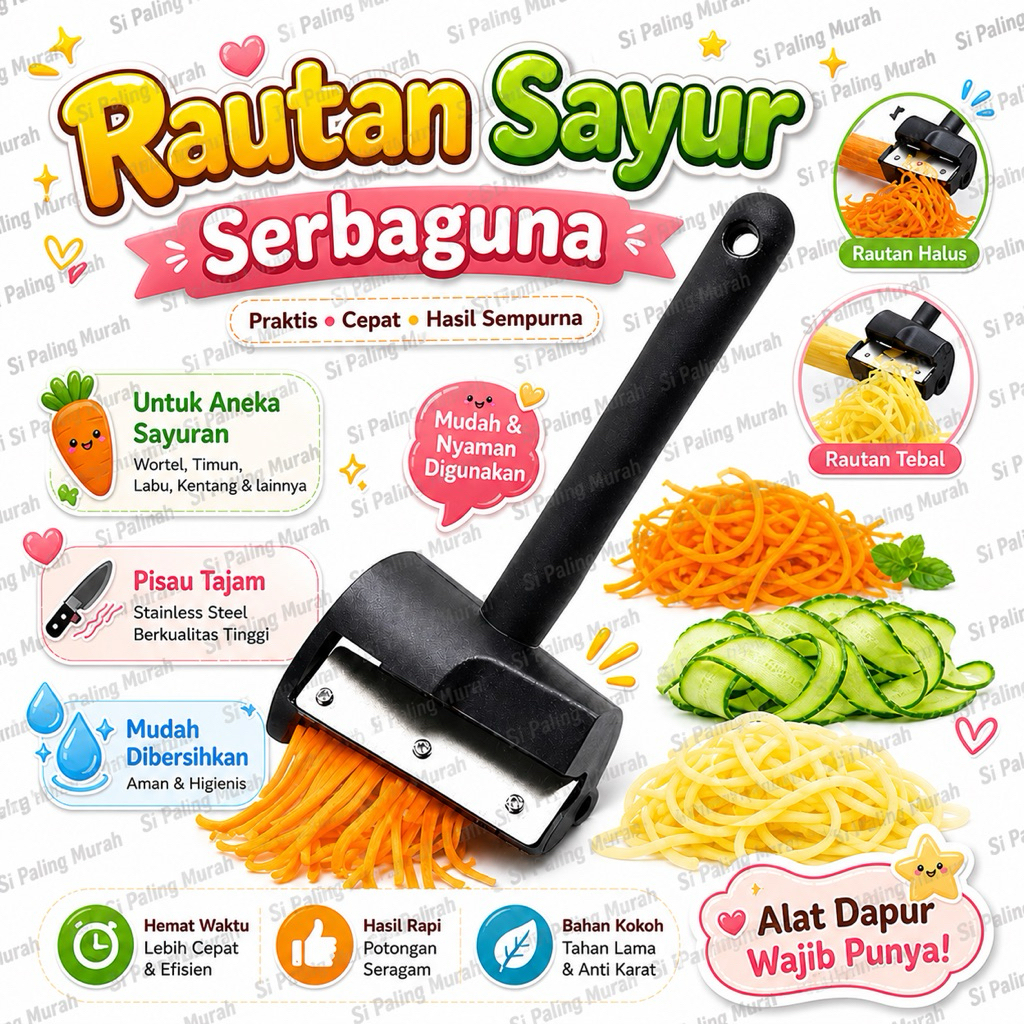 Rautan Spiral Wortel Timun Sayur Garnis Bunga Nasi Tumpeng Bahan Stainless Hias Bento Makanan Alat P