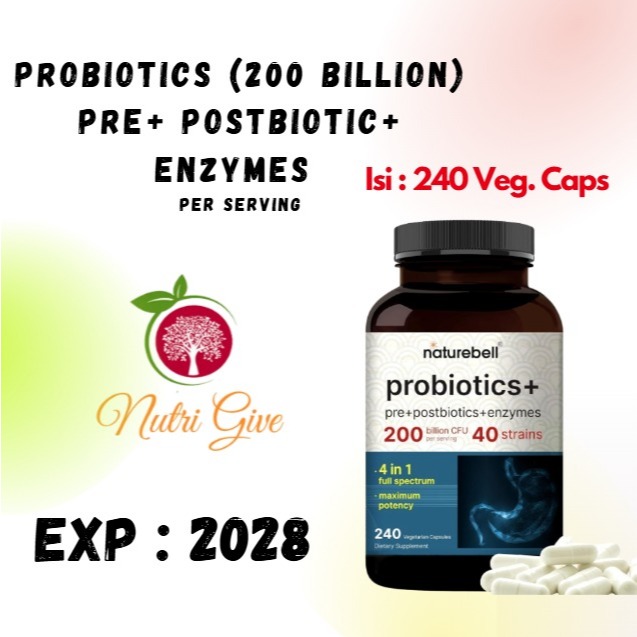 Probiotic 200 Billion CFU – 40 Strains Per Serving | 240 Veggie Capsules with Prebiotics and Probiot