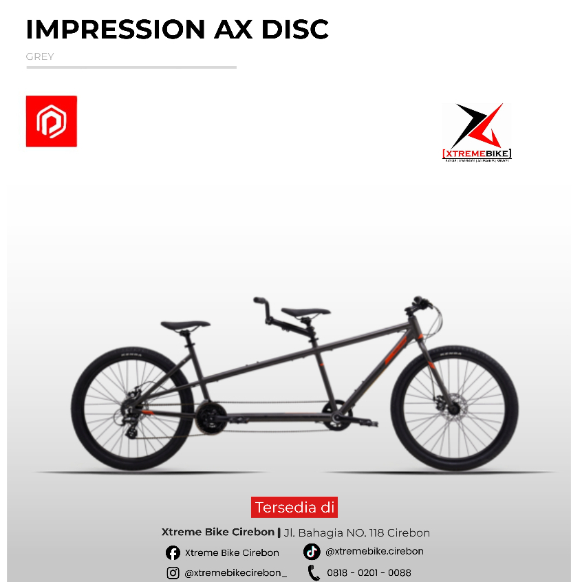 Polygon Impression AX sepeda tandem (gandeng) 27,5 inci - S Disc - Gray