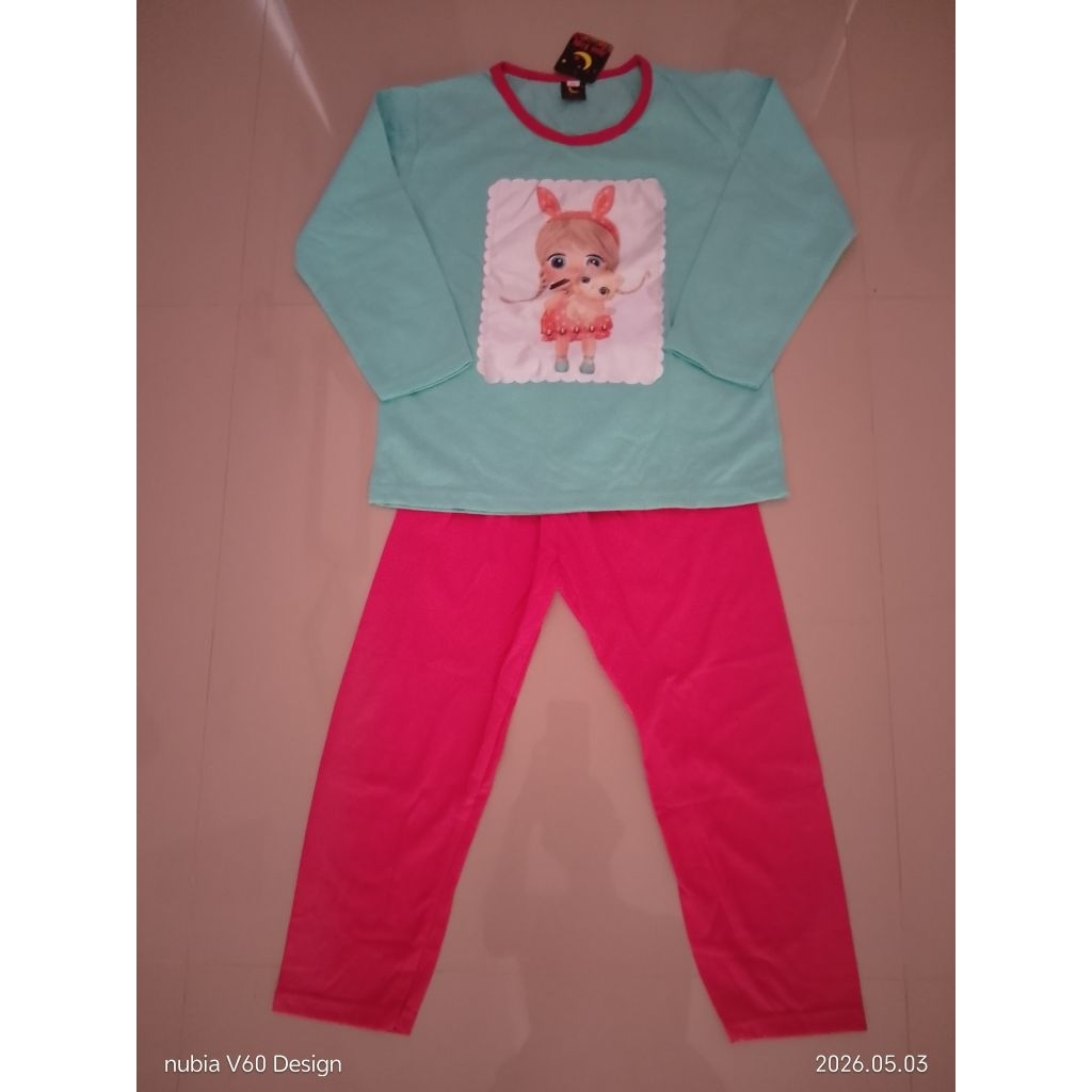 stelan baju tidur anak perempuan 5- 7 tahun
