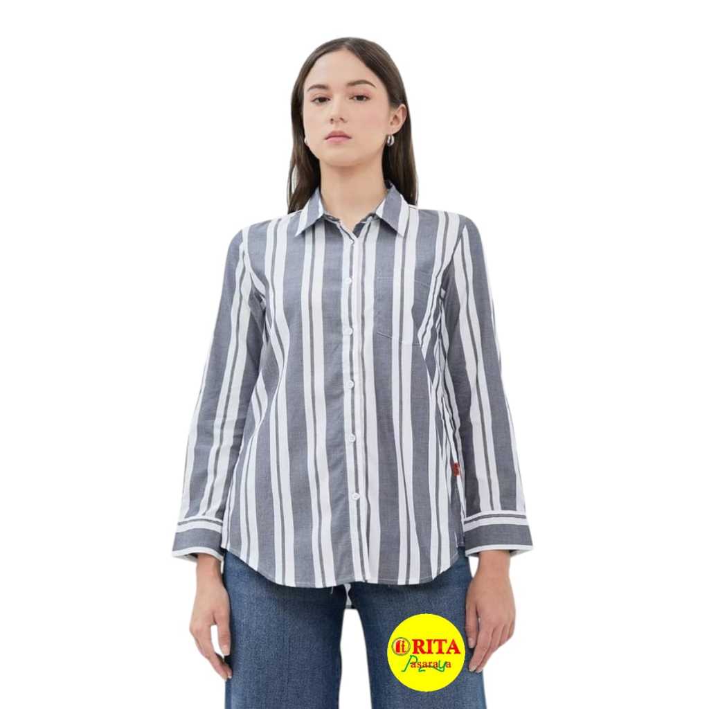Dust Kemeja Tarani Motif Garis Wanita / Kemeja Wanita
