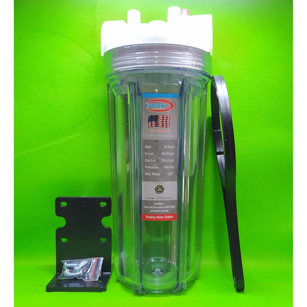 Housing Filter Cartridge 10 Inch Eugen Transparan DRAT 1/4 3/4 1/2 1 (Sediment, GAC, CTO, Carbon Blo