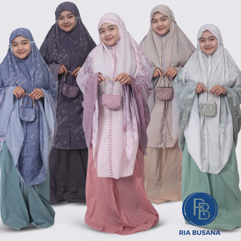 Ria Busana - Elnia - Mukena Dewasa Wanita Panjang Abstrak Parachute Art.ALUNA-TRAVELINGLASER