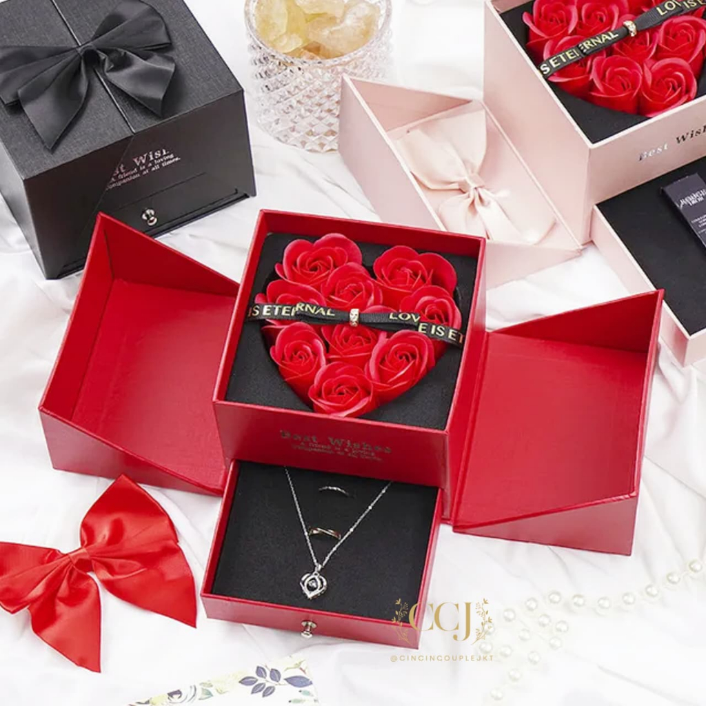 ETERNAL LOVE PROMISE RING BOX - HIDDEN JEWELRY / BOX CINCIN NIKAH LAMARAN TEMPAT KOTAK BUNGA MAWAR D