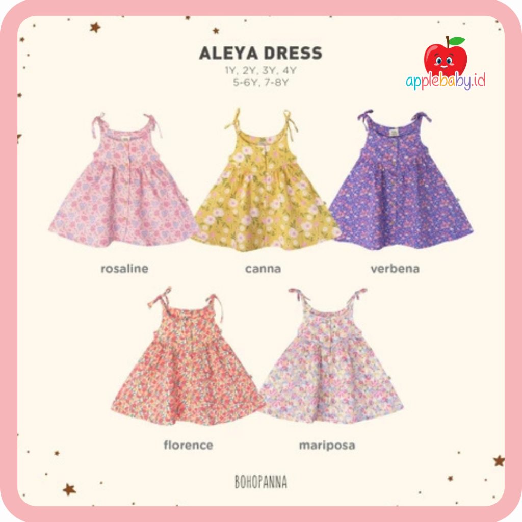 Bohopanna Aleya Dress | Dress Anak Perempuan | Pakaian Rok Panjang Aleya - ALEYA DRESS 5.0 - DRESS A
