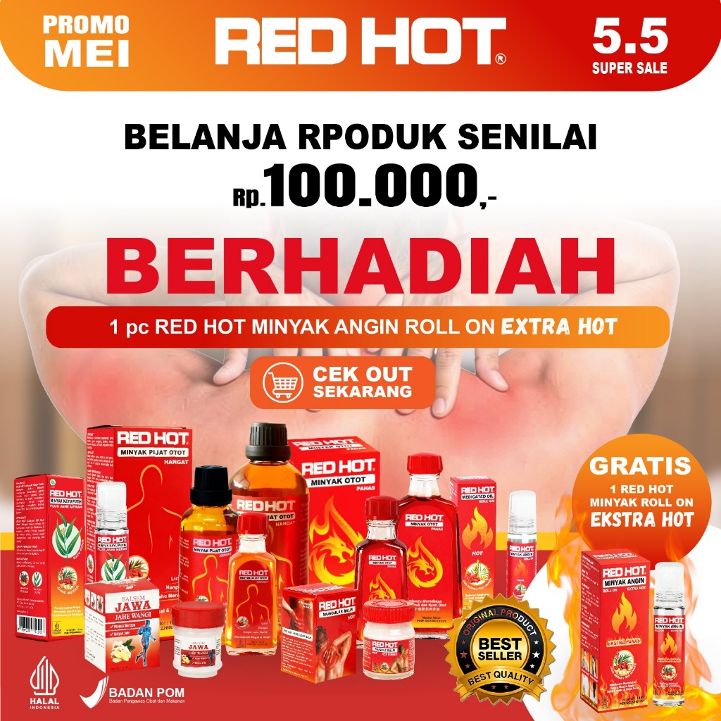 RED HOT Minyak Pijat Otot Hangat Jahe Merah