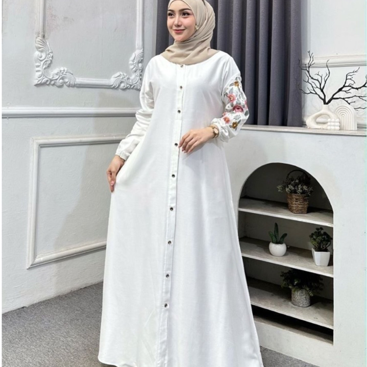 Gamis Polos Twill Ori Busui Friendly Putih