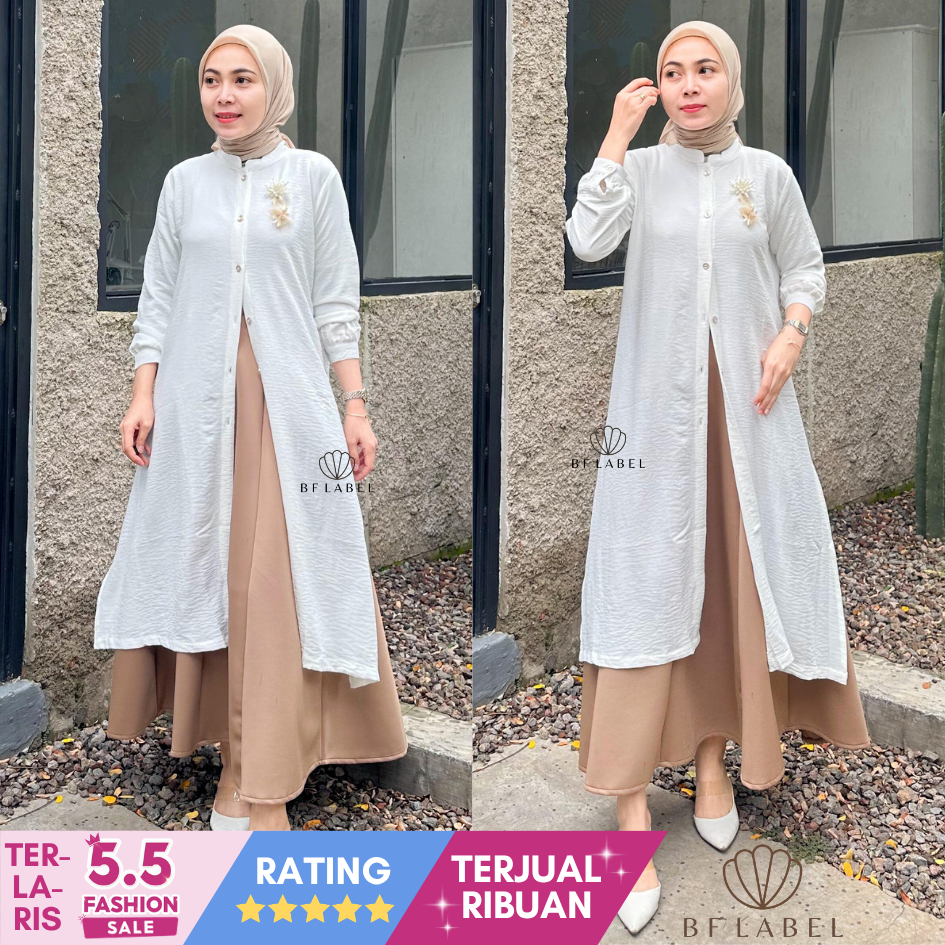 BF Label - ALIKA LONG TUNIC | Tunik Rayon Crinkle Panjang Polos | Tunic Korean Style | Lebaran Idul 