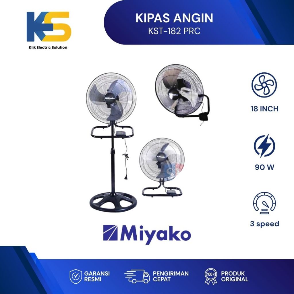 K.E.S - Kipas Angin Miyako KST182PRC plastik - Kipas 3 In 1 Miyako KST 182PRC Remote - 18inc