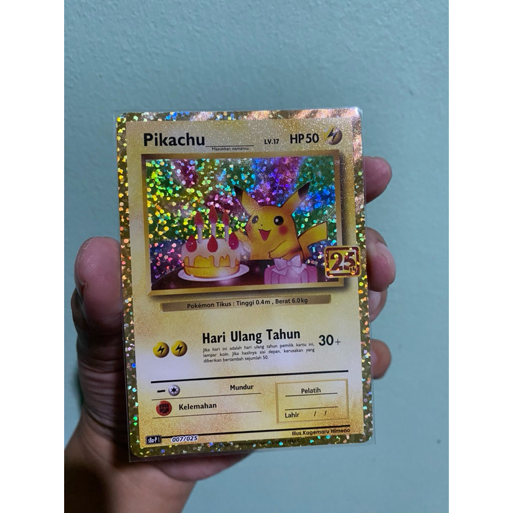 Kartu Pokemon Pikachu Birthday 25th
