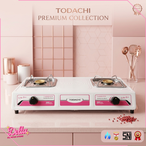 Delta Kompor Gas 2 tungku Todachi T-2000ptp putih cantik Premium Quality
